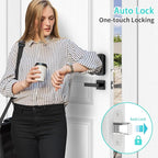 CINOP Smart Locks for Front Door with Handle Set, App Control, WiFi Front Door Lock Touchscreen keypad, Keyless Entry Door Lock Fingerprint Deadbolt, Auto Lock (Black)