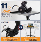 Prozipy Laptop & Projector Tripod Stand Adjustable Height 26 to 51” Wheely Portable Laptop Stand With Gooseneck Phone Holder - For Movie, Meeting, Book, DJ Equiqment