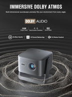 【2200ANSI & Officially-Licensed APP】Smart 4K Projector with WiFi and Bluetooth, VISSPL 3D Dolby Audio and Auto Focus Portable Outdoor Projector, Movie Home Theater Proyector with 360° Adjustable Stand