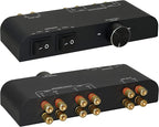 XtremPro 2 Way Speaker Switch, 1 in 2 Out Way Pair Stereo Speaker Selector W/Volume Control Metal Non-Slip Box - Black (61052), 9.0 x 3.25 x 1.5