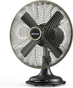 AMACOOL Oscillating Vintage Fan, All Metal 8" Retro Table Top Fan, Adjustable Head Tilt, Quiet 3 Speeds Plug-In Desk Fan for Bedroom Home Office & Kitchen