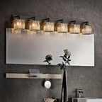 FDPBY Modern Black Crystal Bathroom Vanity Light - 6-Lights Wall Light Fixtures