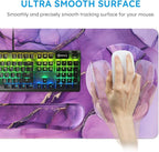 iCasso Purple Ergonomic Large Mouse Pad with Wrist Support, 4in1 XXL Desk Mat Set- Keyboard Wrist Rest + Mouse Wrist Rest + Coaster, Marble Style Desk Pad Mousepad