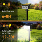 btfarm Solar Spot Lights Outdoor Waterproof, 3 Modes Motion Sensor Lights, Solar Powered Spotlights 2-in-1 Auto On/Off for Outside Pathway Yard Garden Landscape Lighting, Cool White