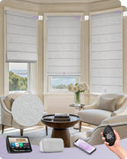 Graywind Smart Roman Shades Compatible with Alexa Google WiFi Hardwired Automatic Blinds with Remote Blackout Plain Fold Soft Roman Window Shades for Windows Doors, Custom Size (Textured Grey)