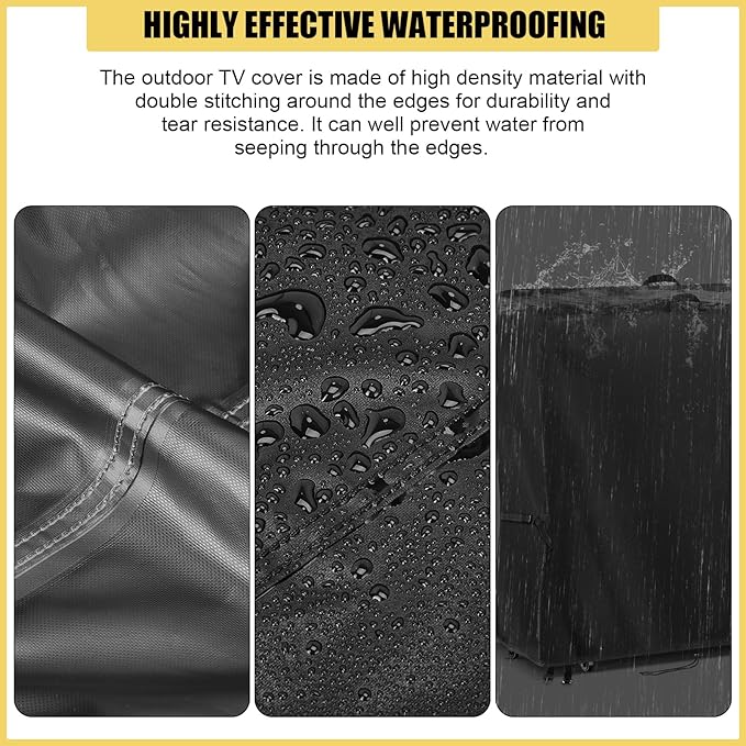 Hdenmist Outdoor TV Cover 63 Inch Weatherproof, Waterproof Outdoor TV Stand Covers for Rolling Mobile TV Stand Cart, TV Screen Protector Covers for Outside-63”L x 14”W x 55”H(Cover Only)