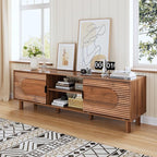 Bifins 63inch Wood TV Stand for Televisions up to 70 Inches,Mid Century Modern Entertainment Center TV Console Table with Storage and Shelf for Living Room Bedroom (Walnut)