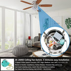 Zing Ear ZE-268S6 3 Speed Ceiling Fan Switch, Pull Chain Cord Switch, Compatible with Hunter Ceiling Fans, Appliances, Replacement Speed Control (Brass Pull Chain)