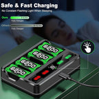 Upgraded Fast Charging Rechargeable Battery Pack for Xbox -4x6200mWh Batteries with Light Control &Charger Dock -Compatible with Xbox Series X|S,One S/X,Elite Controllers, Cases and Storage Sets,Black