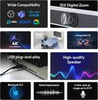 GoPresence 4K Ultra HD Meeting Bar – All-in-One Video Conferencing System with 120° Wide-Angle Lens, 6 Mics with 20ft Pickup Range, Dual Speakers, Plug-and-Play USB for Zoom/Teams/Meet – Medium Rooms