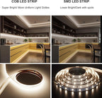 AXMOTUT COB LED Strip Light with Remote, Dimmable 16.4FT/5M Flexible High Density LED Light,4000K Natural White 2400LEDs Super Bright LED Light Strip CRI 90+ for Bedroom,Kitchen,DIY Home Decoration