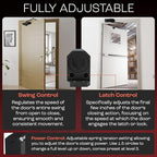 PrimeWare DC-600 Automatic Adjustable Door Closers for Home | Soft Close, No Slam | Residential and Commercial Door Closer | Level 1-6 | for Doors Weighing 30-300 lbs | Hydraulic Door Spring - Black