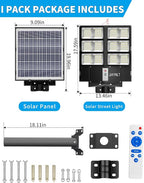 JAYNLT Y-2000W Solar Street Light, 200000LM 6500K Solar Flood Lights Outdoor Dusk to Dawn, 6500K IP67 Waterproof Parking lot Light Outdoor with Motion Sensor and Remote Control for Garage, Road