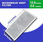[2 Pack] OEM Microwave Filter Replacement 12.9" x 5.8" Fit For W10208631A, Microwave Vent Filter, Microwave Grease Filter, Filters Kitchen Oven Air Over the Range Vent Fan, 13 x 6 inches