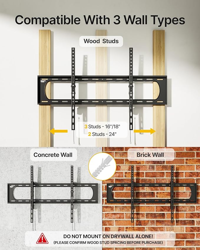 monTEK Heavy Duty Tilting TV Wall Mount for 60–120” Large TVs up to 300 lbs, 4X Safety Tested, 10° Tilt for Glare-Free Viewing, Low Profile Slim Bracket, Max VESA 900x600, Fits 16”/18”/24” Studs