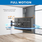Mount-It! UL Certified Heavy Duty Full Motion TV Wall Mount for Most 37-80 Inch Flat Screen TVs, Wall Mount Bracket Max VESA 600x400, Holds up to 110lb, Full Motion TV Mount 55 inch, 65 inch, 80 inch