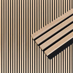 NeatiEase Wood Wall Panels, 9 Feet Acoustic Slat Wall Panels for Interior Wall Decor and Noise Reduction, Decorative Slat Wall Paneling, Natural Oak, 6-Piece