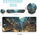 LIMKRIAN Anime Book Mouse Pad Set Large Desk Matt for Desktop, Ergonomic Mouse Pad with Wrist Rest, Gaming Mousepad Wrist Support Keyboard Mat Cup Coaster Set Cute Desk Accessories for Women Girl