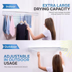 40" Premium Aluminium Foldable Clothes Drying Rack Included Shelf with 6 Rods & 6 Extra Clips - Large Laundry Rack | 65 LBs Capacity Space-Saving Collapsible Design for Indoor Outdoor Use