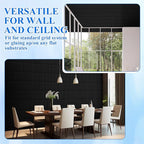 Nuanchu 32 Pcs 3D Slat Wall Panels 12 x 12 Inch PVC Fluted Textured Panel Cuttable Paintable DIY Wall Art Decorative Tiles for Ceiling Studio Bathroom Interior TV Background (Black)