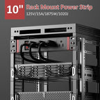 10 Inch Rack PDU Power Strip,1U RackMount Surge Protector Power Strip with15A Overload Switch, 360° Rotatable Mounting, for 10'' Mini Server Network Cabinets/Rack/Self, 6ft Cable