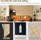 ARMURO 4 Packs Acoustic Wall Panels - Self-Adhesive 3D Wood Slat Wall Panel- Peel and Stick Sound Absorbing Panels for Noise Reducing - Feature Wall Decor for Home & Office