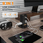 USB Charging Station for Multiple Devices 10Ft Cord, TESSAN 9-in-1 USB C Charger Block PD 65W for iPhone 17/16, MacBook, Tablet, Type C Desktop Charger with 3 AC, Home Travel Office Accessories