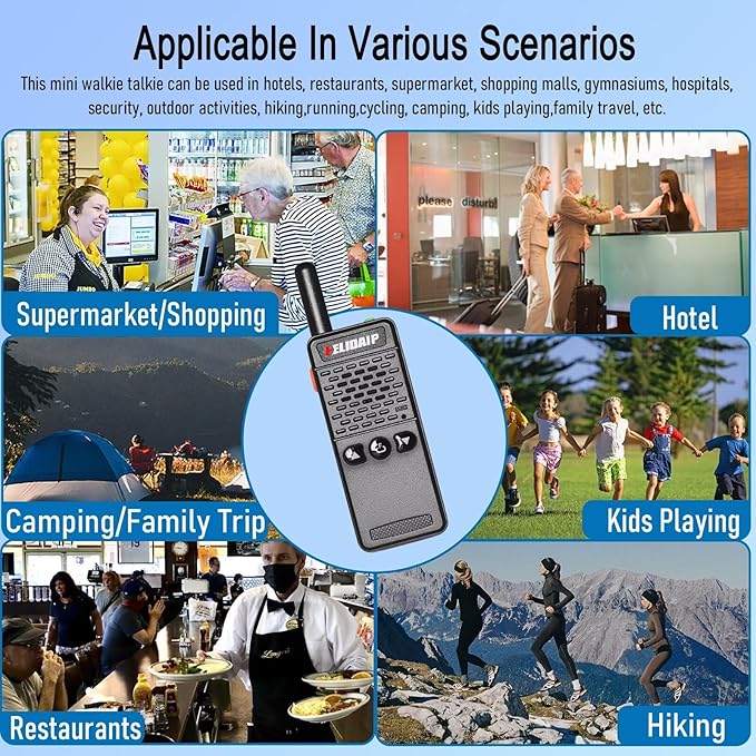 ELIDAIP T-M2 Ultra Mini Walkie Talkies,Rechargeable Two Way Radios Long Range,Portable Two Way Radios Small Walkie Talkies for Adults for Cruise Hiking Hunting Skiing Supermarket (Black&White,2 Pack)