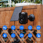 Hiseeu Security Cameras Wireless Outdoor, 2pcs Solar Powered 3K 4MP Surveillance WiFi Cameras for Home Security Outside, PIR/AI Motion Detection, Waterproof, Color Night Vision, 2-Way Audio, Black