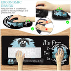 LIMKRIAN Funny Dog Mouse Pad Set Large Desk Mat With Wrist Rest for Gaming, Ergonomic Mousepad, Keyboard Mat, Cup Coaster Set, Office Accessories - It's Fine