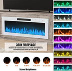 VITESSE TV Stand Fireplace with 36" inch Electric Fireplace Up to 90" TVs, LED Light Entertainment Center, 80" Modern Wood High Gloss with Highlight Storage Cabinet for Living Room (Gray)
