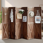 ALeesing 6 Panel Pegboard Room Divider, 5.6Ft Pegboard Display Folding Privacy Screens, Wood Room Divider Peg Board Display Freestanding for Trade Show Craft Show Home Wall Organizer, Brown