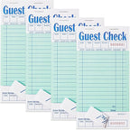 4 Pack Green Guest Checks Books for Servers Server Note Pads, Waiter Checkbook, Waitress Notepad for Restaurants, Paper Checks 50 Sheets/Pack, 200 Total Tickets