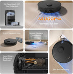 DREAME D20 Pro Plus Robot Vacuum, 13,000Pa Suction, DuoBrush for Pet Hair, Corner Cleaning, Self Emptying, LDS Navigation Laser Avoidance, Vacuum Mop, Hard Floors&Carpets (Black)
