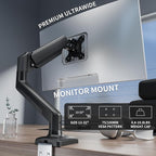 Single Monitor Arm Desk Mount，Gas Spring Monitors Arm for 17-32 inch Screens,Adjustable Computer Monitors Stand up to 4.4 to 19.8 lbs,Vesa Mount with Clamp and Grommet Base, VESA 75 & 100mm
