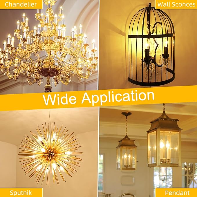 GvvooHome LED Candelabra Light Bulbs 40 watt Equivalent, Dimmable E12 LED Bulb, 2700K Soft White B10 Candle Bulb, Chandelier Light Bulbs, 90+CRI, 400LM, Clear Glass, 6 Pack