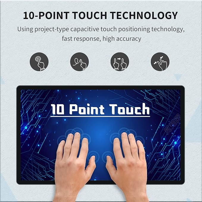 TouchWo 21.5 inch Android 14 Touchscreen Monitor Tablet, 16:9 FHD 1080P, WiFi & BT, Built-in Speakers, RK3576 8GB RAM & 128GB ROM, Smart Board for Classroom, Meeting & Game