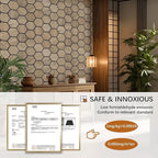 ARMURO Wall Paneling for Interior Wall - 4 PCS Hexagon Wall Panels - Hexagon Acoustic Panels - Natural Walnut Wood Veneer Sound Proof Panels for Walls, Wood Slat Wall Panel 23.8" W x 29" L