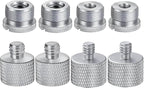IXTECH Mic Stand Adapter Set - 8pcs Metal Tripod Adapter - 5/8" to "3/8" & "1/4" Male/Female Threads - ADP01 Silver