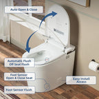 WOODBRIDGE GT100 Smart Toilet,Auto Open/Close Lid, Foot Sensor,Auto Flush, Heated Seat & Fragrance System, ADA Height, Easy Installation, without Bidet