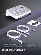 FIFINE Audio Mixer for Gaming with 7.1ch Surround Sound-Volume Knob-Mute-Voice Chat, RGB Computer Mixer with XLR Mic Interface Compatible wtih TV for Live Streaming-AmpliGame SC8W