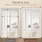 Yotache Reversible Left/Right Opening Magnetic Screen Door Fits 48 x 96 inch Doors, Screen Size 50" x 97" Anti-Tearing Net with Strong Magnets for Front/Back Patio Door, White