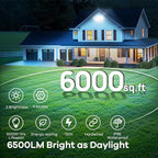 OREiN 42W 6500LM Motion Sensor Outdoor Flood Light, Hardwired LED Security Light, 4 Lighting Modes, Dual PIR 240° Detection, Dusk to Dawn, IP65 Weatherproof for Garage, Driveway, Backyard, Farm