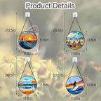 AMDERVEN Stained Glass Window Hanging 4 Pcs Set Blue Ocean Surfing Beach Large 11.8" - Suncatcher Door Garden Sun Catcher Decor Birthday Mother's Day for Firefighte Men Woman Nana Mom