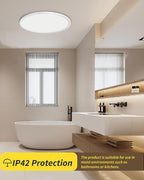 4Pack 12 Inch Remote Control Dimmable LED Flush Mount Ceiling Light Panel,24W 2520LM,2700K-6000K Adjustable Color,Ultra Thin Round White Ceiling Light Fixture for Hallway Kitchen Bedroom Home Office