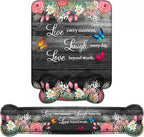 Keyboard Wrist Rest + Mouse Pad Wrist Support Set with Coasters, Non-Slip PU Base Ergonomic Mousepad for Home Office Working Studying Easy Typing & Pain Relief, Floral Quote Live Laugh Love
