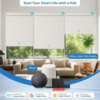 MANSNIX Smart Motorized Blinds with Remote, Cordless No-Drill Automatic Roller Shades, Blackout Electric Blind for Windows, Linen Stone, 29.5 x 72