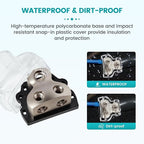 NuIth 2PCS 2-Way Power Distribution Block, 0/2/4 Gauge Input in 4/8 Gauge Out Auto Stereo Ground Distribution Blocks 2 Way for Car Audio Amplifier Splitter
