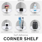 BRAINWAVZ Mini Circular Corner Shelf Mount for Security Cameras, Baby Monitors, Speakers, Plants & More, Universal Holder, Strong Adheasive, No Mess, Screwless (White)