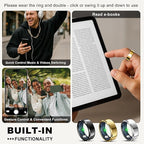 Smart Ring for Women Men, Fashion Minimalist Fitness Ring & Sleep Tracker Ring with Heart Rate, Blood Pressure, Waterproof Health Rings, Valentine's Day Gifts for Women, No Subscription (Size 8, Gold)